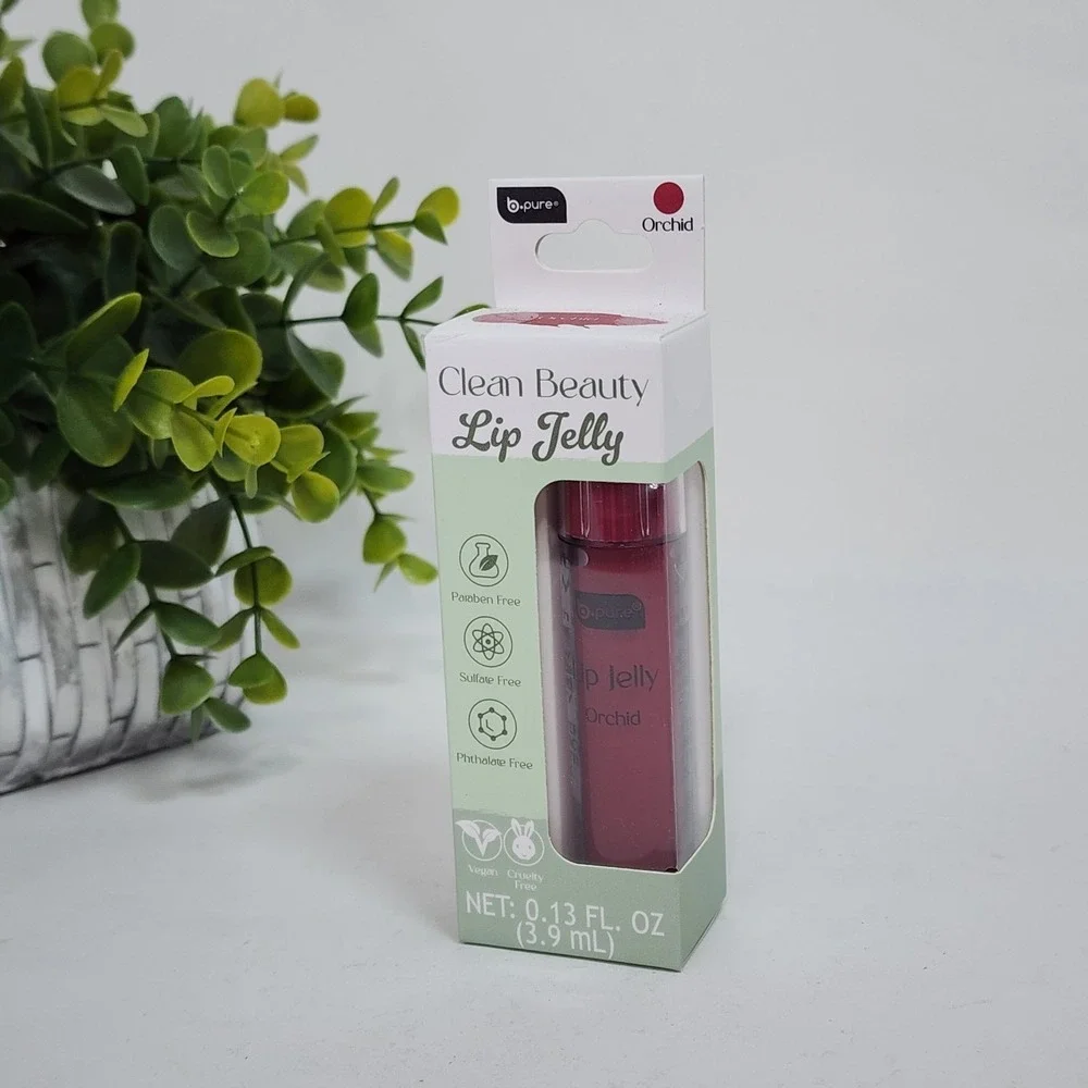 B-Pure Clean Beauty Lip Jelly, Vegan Cruelty Free Lip Gloss - Orchid